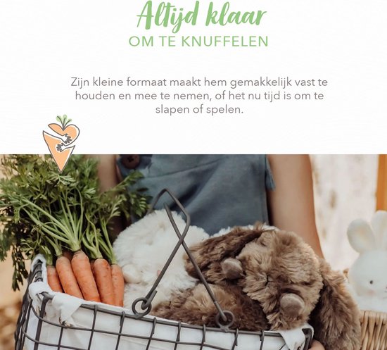 Bunnies By The Bay Wee Brownie Knuffel - Knuffeldier - Geborduurde details - Konijn - 18 cm - Bruin van Bunnies By The Bay — afbeelding 3