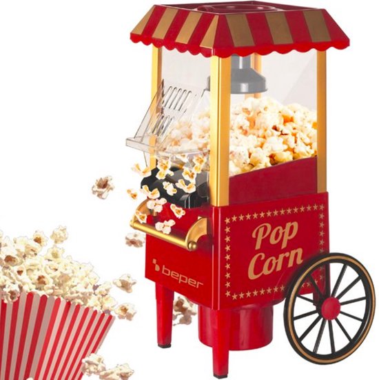 Beper bt. 651y - popcorn machine - kar design - popcorn maker - popcorn popper - home popcorn machine - commercial popcorn machine - rood