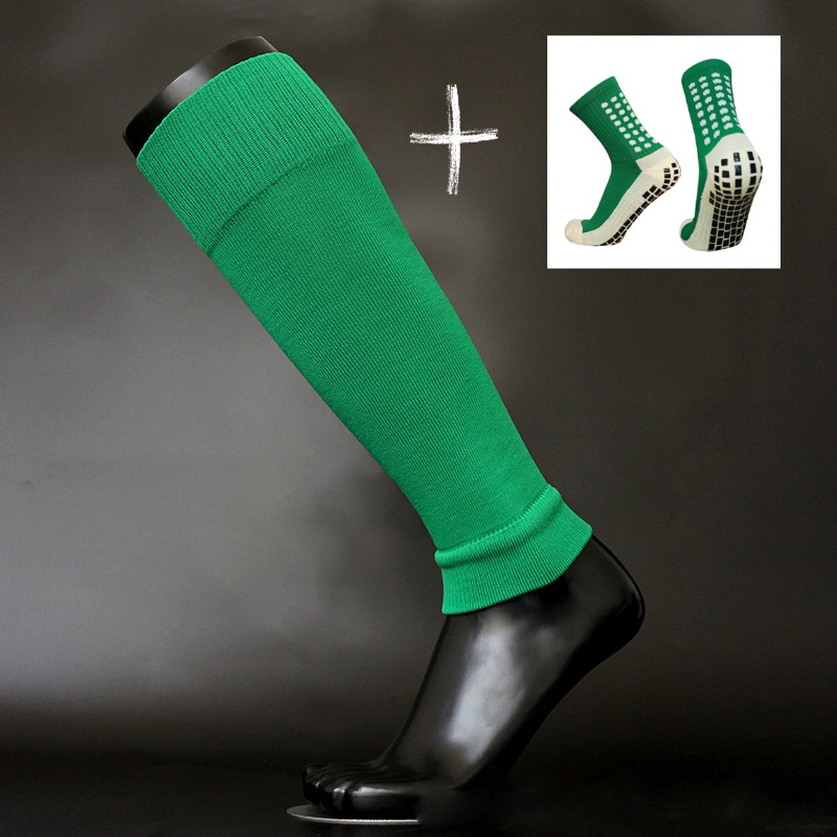 Knaak Voetloze sokken + Gripsokken set - Footless - Antislip - Groen