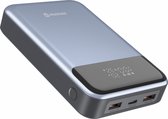 Swissten Powerbank Laptop - 20.000 mAh - Snellader - 100W - Geschikt voor smartphones, tablets & laptops - USB & USB-C - Grijs