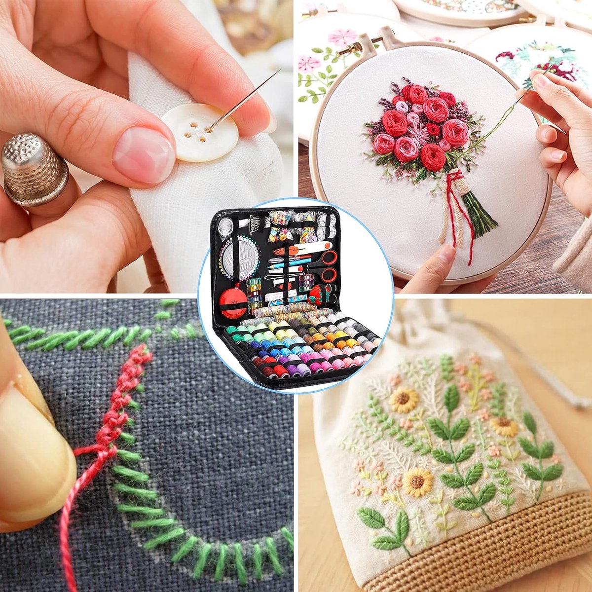 Complete naaiset, 86 stuks, naai-accessoires, mini-naaiset voor reizen, geschikt voor volwassenen, beginners, reizen, noodsituaties, uitgerust met 30 naainaalden, 18 draadspoelen