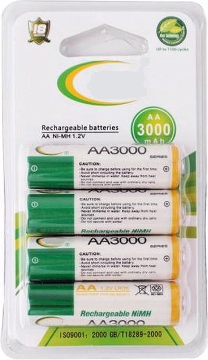 AA 3000mAh Oplaadbare Batterijen - 4 stuks