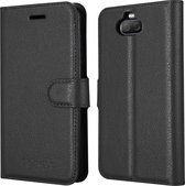 DrPhone Flipcover - Bookcase - Geschikt voor Sony Xperia 10 Plus - Luxe booktype PU Lederen Portemonnee Case - Wallet Case met Kickstand - Zwart