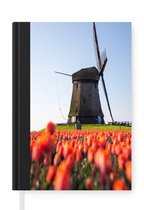 Notitieboek - Schrijfboek - Een molen met tulpen - Notitieboekje klein - A5 formaat - Schrijfblok