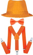 Toppers - Fête du Roi/Ensemble de déguisements de Sport complet - chapeau/noeud papillon/bretelles - orange - hommes/femmes - déguisements - Supporters des Nederland