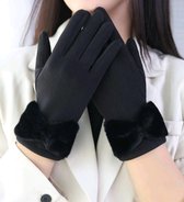 handschoenen winter - dames - Touchscreen - zwart - one-size - windproof - gloves for winter - handschoenen verwarmd - strikdecor effen gevoerd