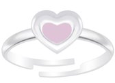 Joy|S - Zilveren hartje ring - roze - verstelbaar - voor kinderen