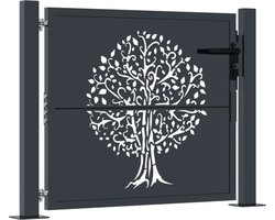 vidaXL - Poort - 105x105 - cm - met - boomontwerp - staal - antracietkleurig