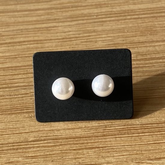 oorbellen - oorstekers - metaal - zilverkleurig - kunstmatige parel 8 mm