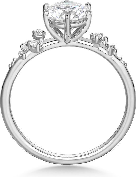 Aurora - Ring Moissanite Platinum avec Pierres Latérales Minimalistes - 1,5 carat