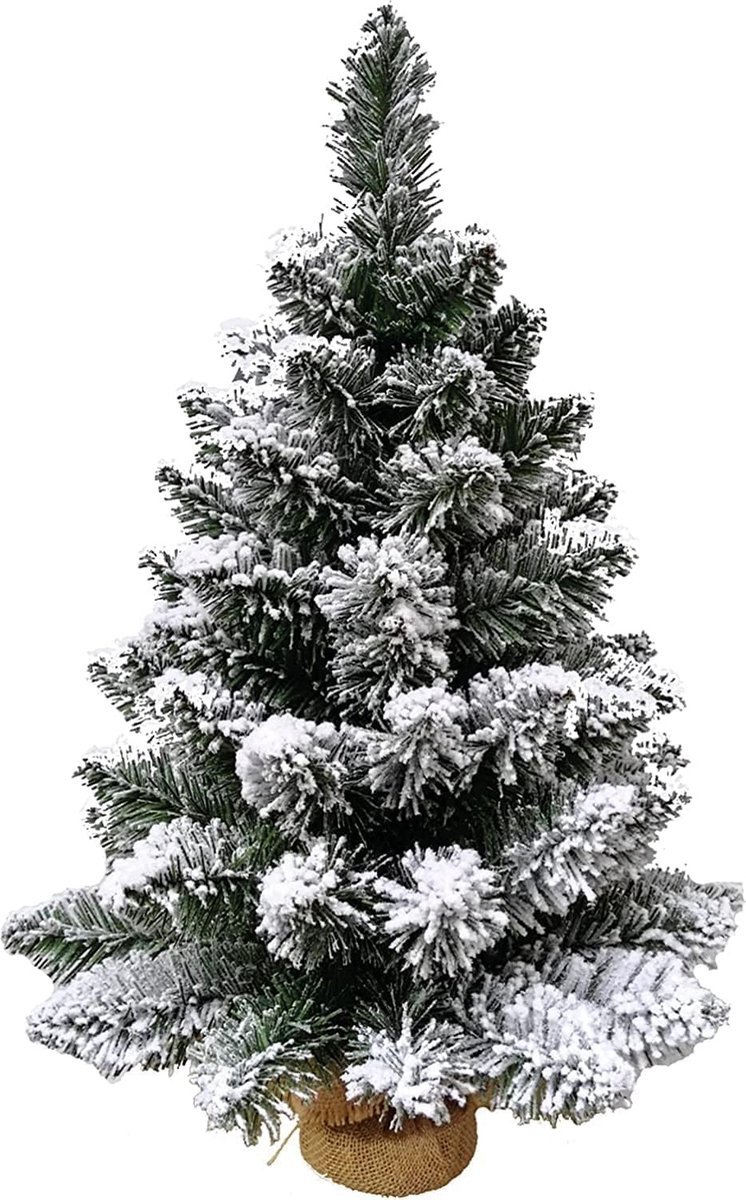 , sneeuwden, 60 cm, dikke en realistische naalden, van pvc, basis van jute, kleine kerstboom, klaar