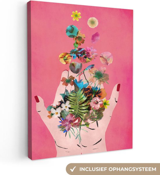 Peinture sur toile Fleurs - Abstrait - Rose - Art - 90x120 cm - Décoration murale
