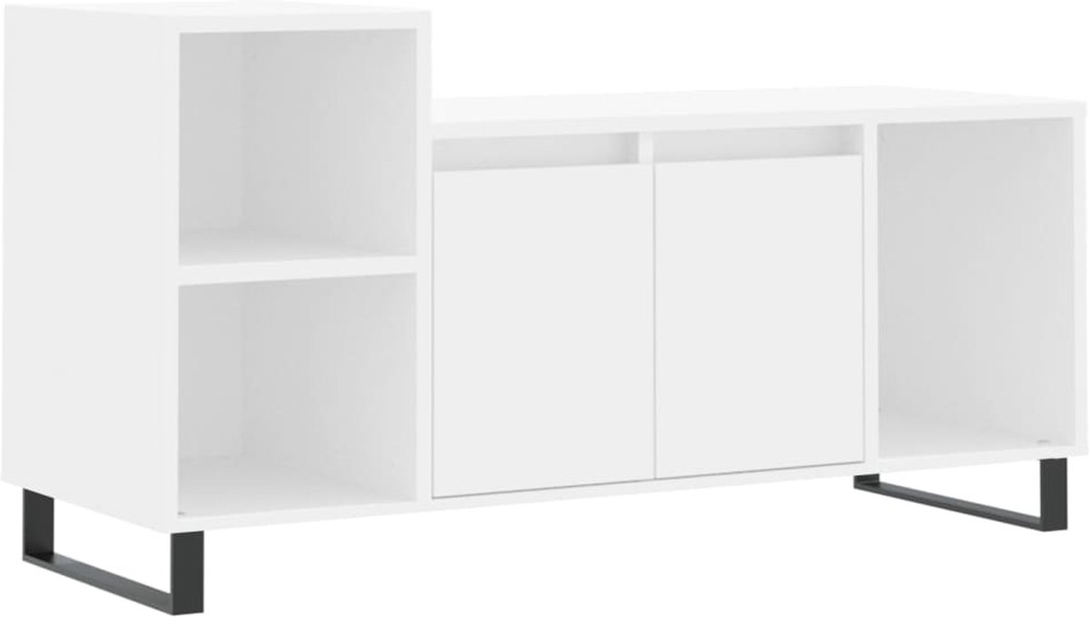 vidaXL - Tv-meubel - 100x35x55 - cm - bewerkt - hout - wit