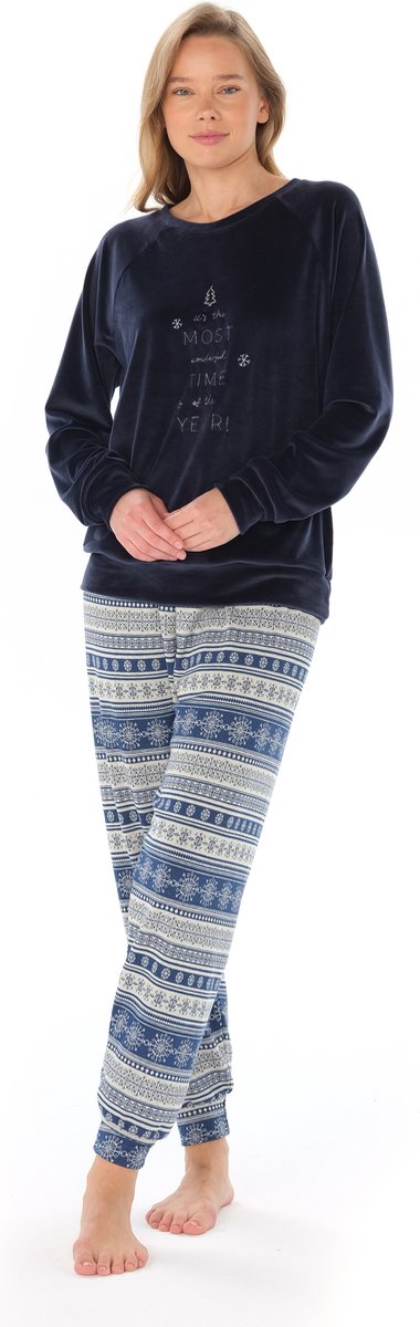 Feyza - Fluwelen Dames Pyjama Set, Lange Mouwen - XL
