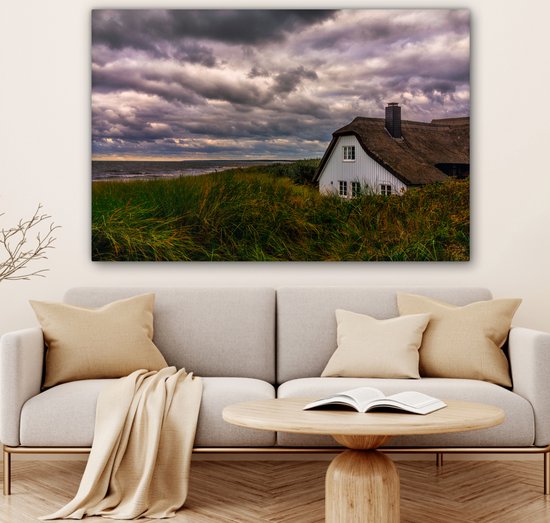 Maison dans les dunes au bord de la mer Baltique toile 140x90 cm - Tirage photo sur toile (Décoration murale salon / chambre) / Mer et plage