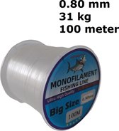 Monofilament Visdraad 0.80 mm - Transparant - Nylon - Vislijn – 31kg - 100m
