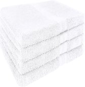 Set van 4 handdoeken, 50 x 100 cm, badstof handdoeken, 100% katoen, wit