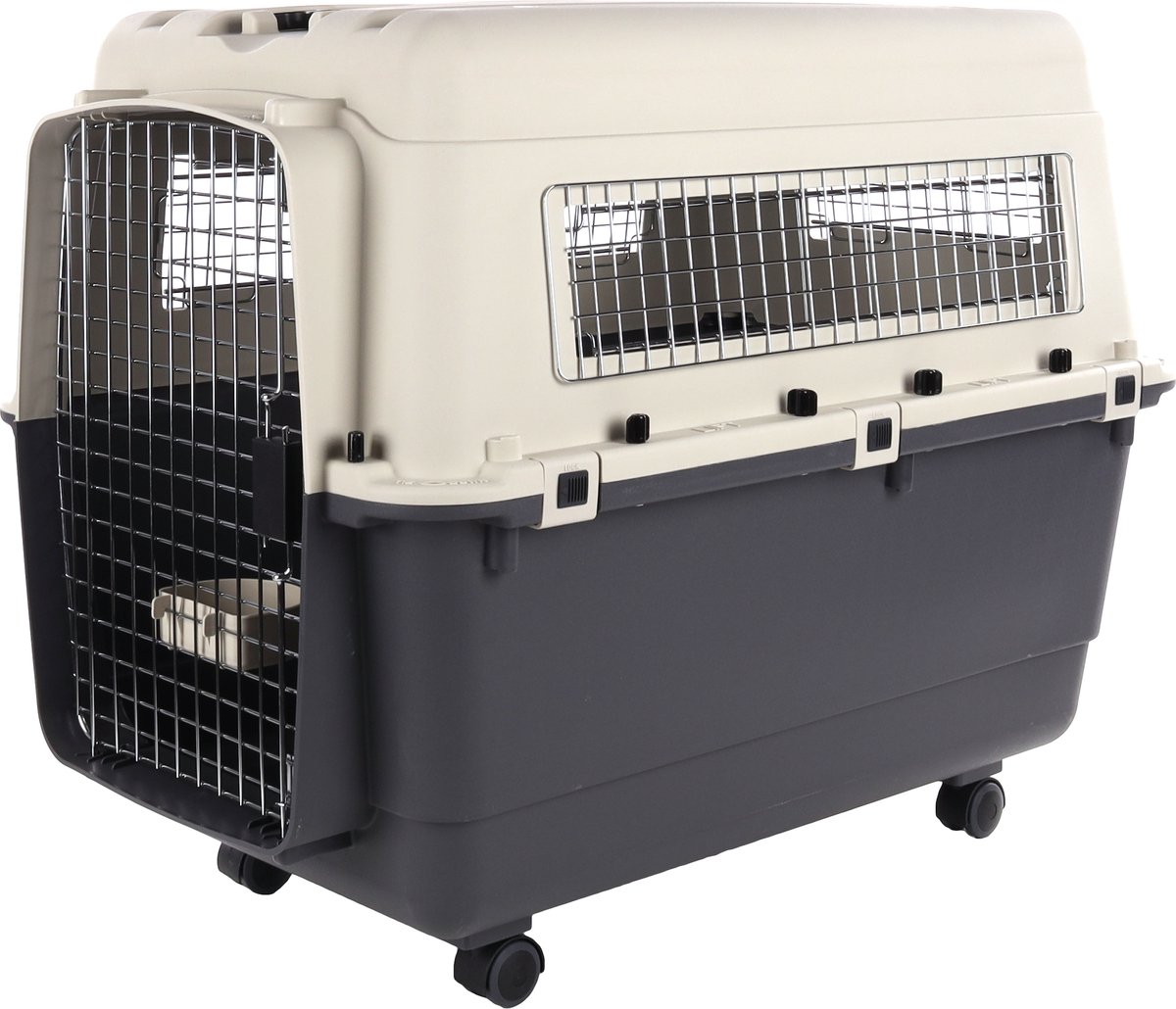 Bol.com Transportbox hond XL 90×60×74 cm – Flamingo Transportkooi Nomad Donkergrijs aanbieding