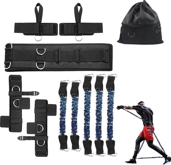 SFEEXUN Set met weerstandsbanden voor snelheid en behendigheid, trainingsband, enkeloefenbanden, benen, enkelbanden voor weerstandstraining verbeteren explosieve kracht (blauw - 150 lbs