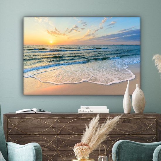 Tableau toile plage et mer 140x90 - Accessoires de décoration de chambre - Peintures salon nature - Décoration murale chambre - Décoration murale cuisine - Toile murale intérieur - Décoration maison - Accessoires de maison