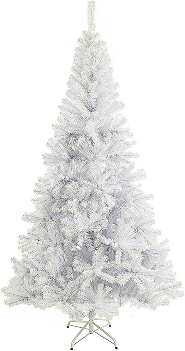 Kunstkerstboom, 120/150/180 cm, met standaard van ijzer, pvc-materiaal, 180 cm, 600 tips, wit