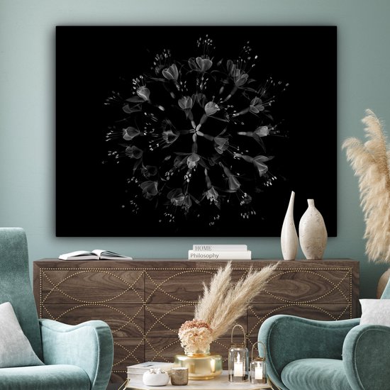 Tableau sur toile Fleurs - Oranje - Rose - Zwart - 160x120 cm - Décoration murale XXL