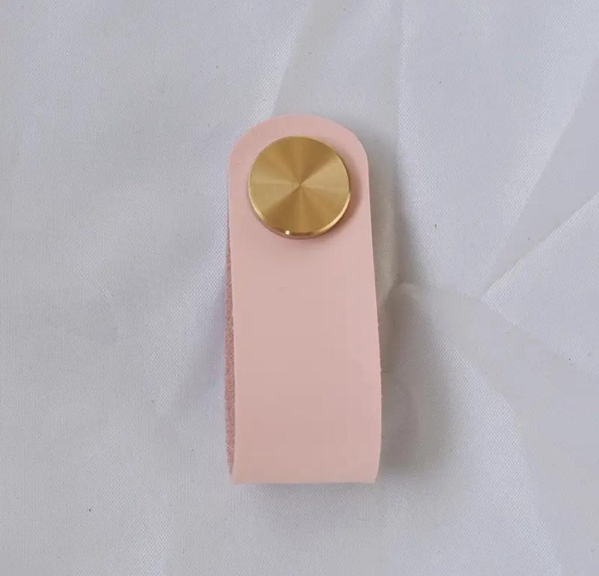 2 Stuks | Leren handgreep | Leren knop | Licht roze | Goud | Baby Roze | Kast knop | Deurknop | Lus | 6,5 cm | Trekken | Greep | Kunstleer | Pax kast - Merkloos