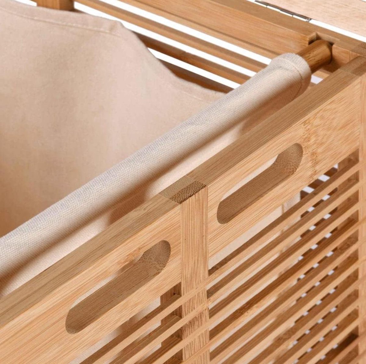 Wasmand van Bamboe – Opvouwbare Wasbox met Uitneembare Waszak – De Vries Meubels