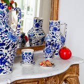Return to Sender | Handgeschilderde vaas met blauwe bloemenprint - Medium - H45 x Ø cm -