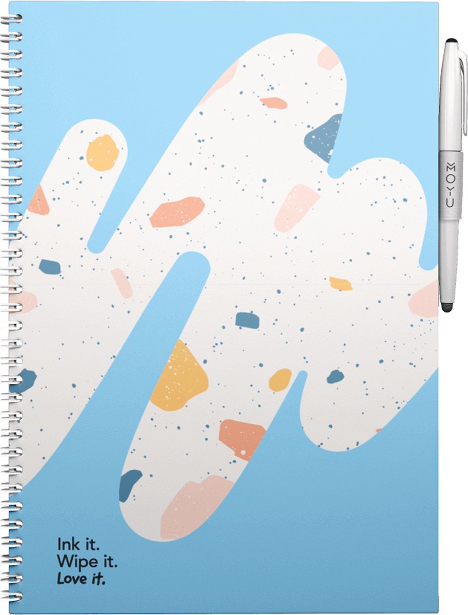 MOYU - Rocky Ice Notebook - Uitwisbaar Notitieboek A4 Premium - Multifunctionele pagina’s - Inclusief uitwisbare pen, houder en wisdoekje