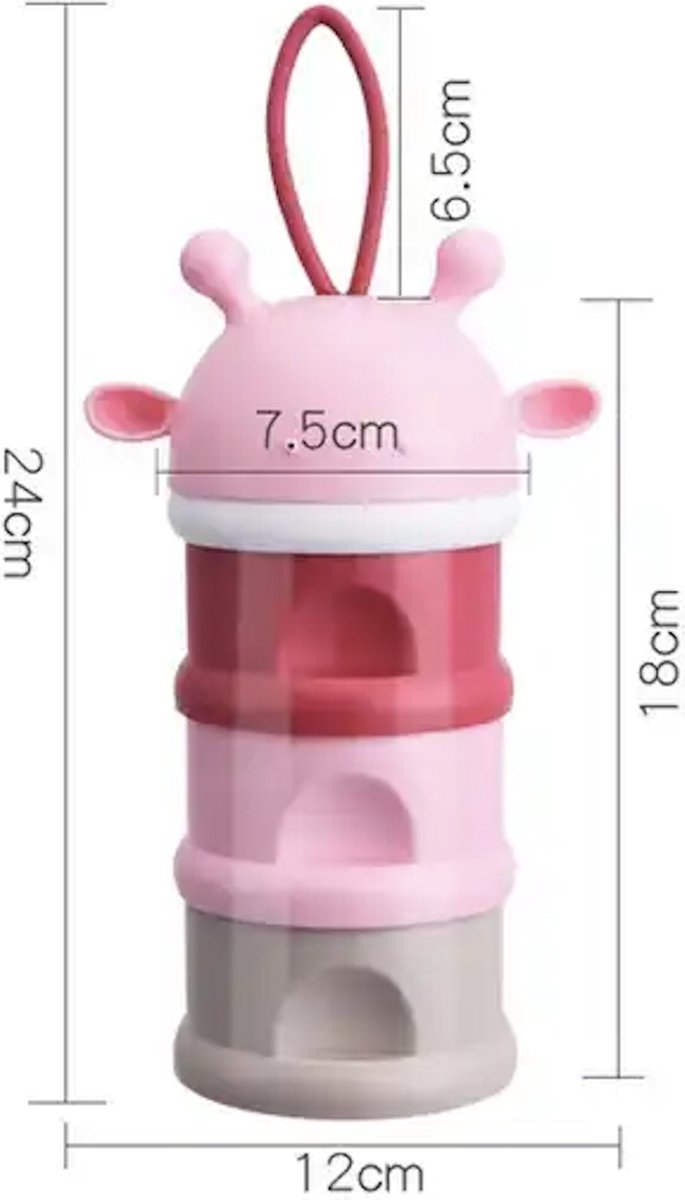 Melkpoeder toren - Giraffe - Melkpoeder bewaarbox - Onderweg - Reizen - Roze - 3 Lagen van Little Dutch — afbeelding 2