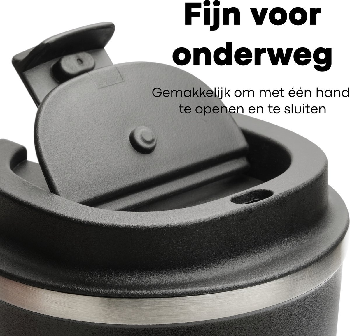 Itagala Premium RVS Koffiebeker To Go Thermosbeker Travel Mug voor Koffie en Thee Theebeker 380ml Mat Zwart