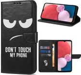 Geschikt Voor Oppo Reno 8 5G Hoesje - Solidenz Bookcase Reno 8 5G - Telefoonhoesje Reno 8 5G - Reno 8 5G Case Met Pasjeshouder - Cover Hoes - Reno8 5G - Don't Touch Me