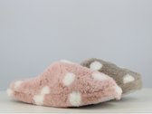 Dames winter pantoffels - warme zachte fleece instap huisslofen - antislip - grijs - maat 40