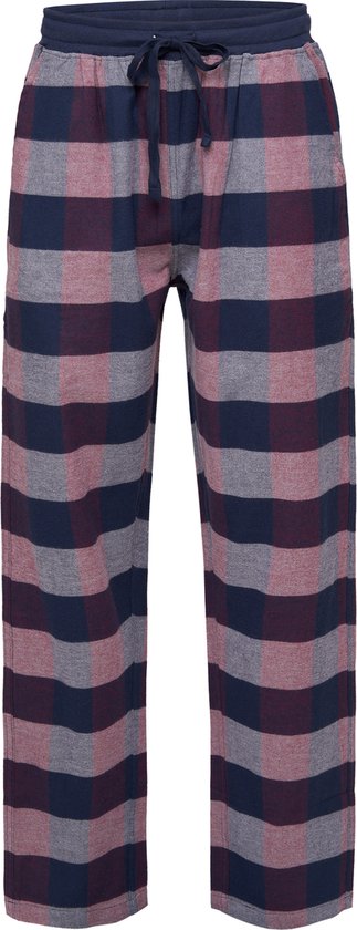 Phil & Co Heren Pyjamabroek Lang Geruit Flanel Blauw/Rood - Maat L