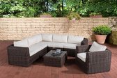 Clp Marbella Hoek Loungeset - 5mm Poly-rotan - kleur van rotan: bruin gemêleerd kleur hoes : gebroken wit