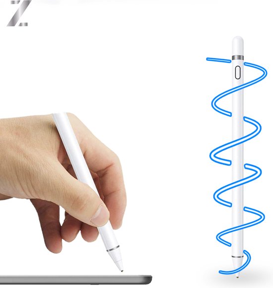 Zenvo Touchscreen Pen - 2 In 1 Active Stylus Pen - Pencil Geschikt Voor Tablet, Ipad, Android en Apple Telefoons - Wit