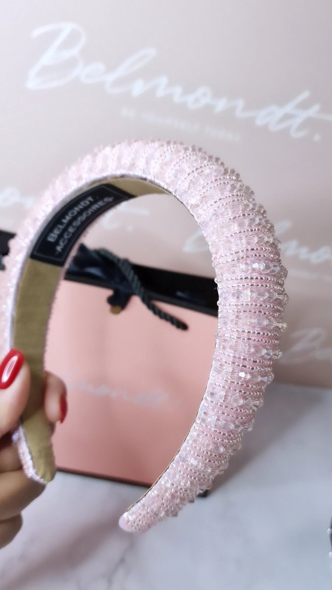 BELMONDT© Crystal Glitter Haarband - Glitter - Crystal - Roze- Kerst -Bridal