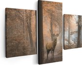 Artaza Peinture sur toile Triptyque Cerf dans la forêt - Automne - 180x120 - Groot - Photo sur toile - Impression sur toile