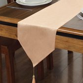 Tafelloper in linnen-look, modern, hoogwaardige tafelloper, waterdicht, tafelloper, voor feest en het hele jaar door (beige, 35 x 180 cm)