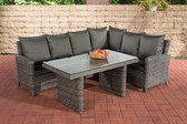 Clp Minari Lounge Dining Set - 5mm Poly-rotan - 5 mm ronde rotan : grauwgemeleerd overtrek: antraciet