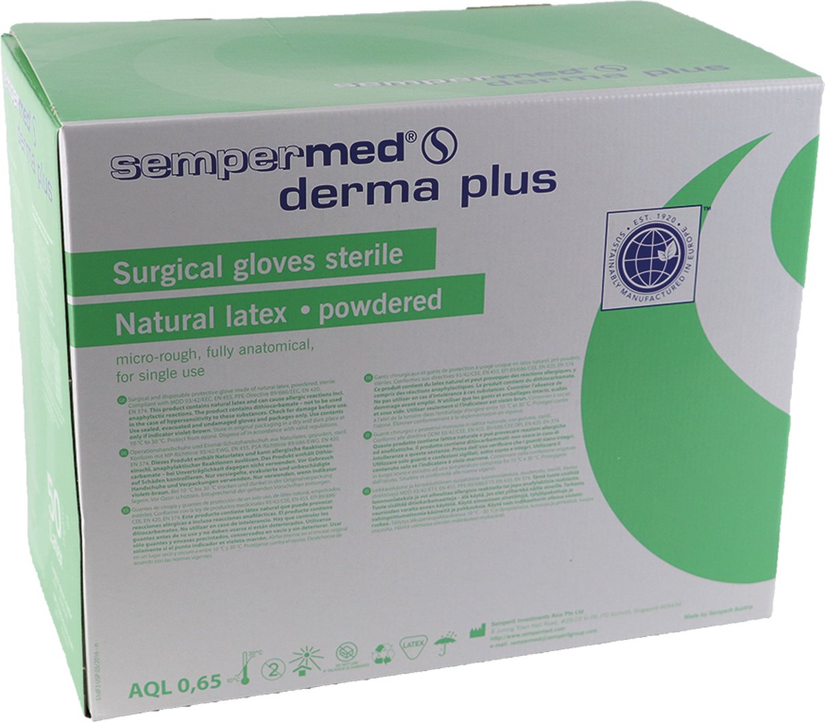 Goedkoopste Sempermed Derma latex gepoedered, steriel, mt 8.5, 50 paar