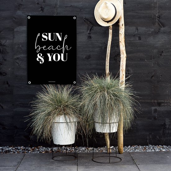 MOODZ design | Tuinposter | Buitenposter | Sun, Beach & You | 70 x 100 cm | Zwart