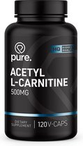 PURE Acetyl L-Carnitine - 500mg - 120 V-Caps - aminozuur - L-Carnitine - vegan capsules