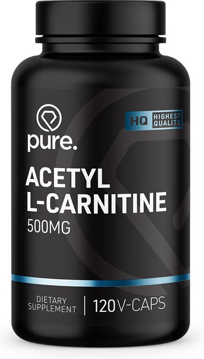 PURE Acetyl L-Carnitine - 500mg - 120 V-Caps - aminozuur - L-Carnitine - vegan capsules - PURE