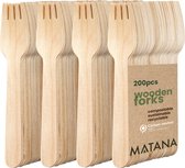 MATANA 200 fourchettes jetables en bois - Robustes, compostables, écologiques et biodégradables - Anniversaires, Mariages, Pique-nique