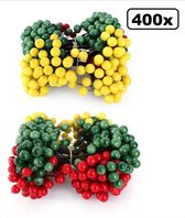 400x Decoratie bessen rood/geel/groen op draad - Carnaval themafeest evenement optocht feest deco