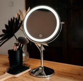 Lindo - Miroir de maquillage avec éclairage - Miroir LED - Miroir double face - Grossissement 10x - Miroir de rasage - 3 modes d'éclairage - Rechargeable - Lampes