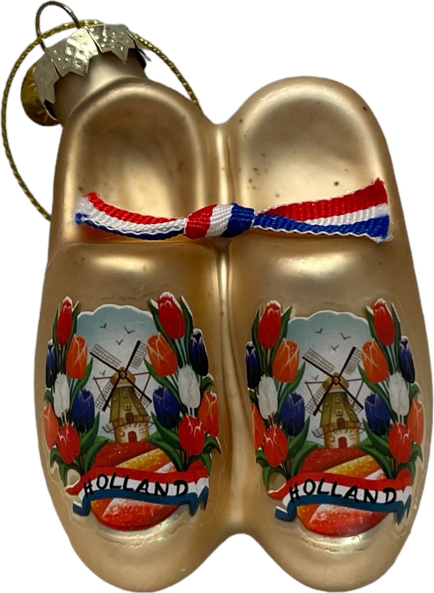 Crazy kerstboom hanger klompen goud met tulpen