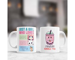 Mok Just a Girl Who Loves Anime Cats Bubble Tea - Bubbelthee - Gift - Cadeau - Cute - Adorable - Sweet - Lovely - Schattig - Lief - SchattigDier